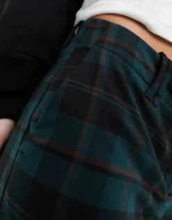 Monki Tailored Trousers In Green And Black Check