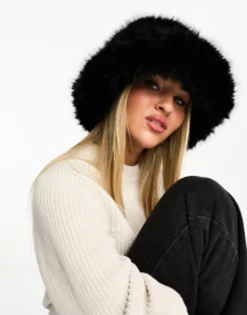 My Accessories London Faux Fur Bucket Hat In