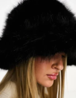 My Accessories London Faux Fur Bucket Hat In