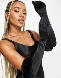 My Accessories London Halloween Elbow Length Gloves In With Faux Fur