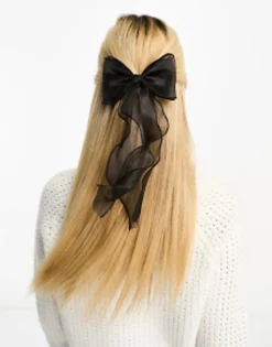 My Accessories London Organza Pearl Bow Hair Clip In