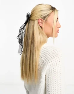 My Accessories London Organza Pearl Bow Hair Clip In