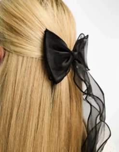 My Accessories London Organza Pearl Bow Hair Clip In