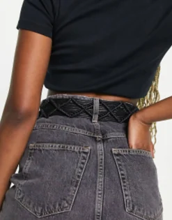 My Accessories London Woven Rattan Crochet Belt In