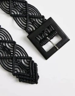 My Accessories London Woven Rattan Crochet Belt In
