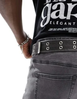 My Accessories Man Webbing Double Eyelet Grunge Belt In