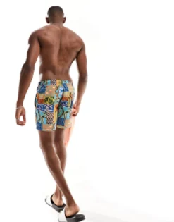 Napapijri Vail Woven Printed Swim Shorts In Patchwork Print