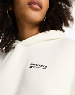 New Balance Linear Heritage Oversized Hoodie In Oatmeal