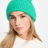 New Look Chunky Turn Up Beanie In Bright Green