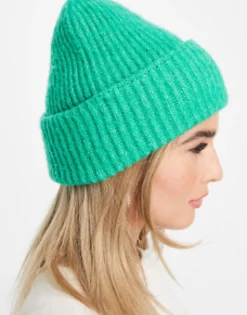 New Look Chunky Turn Up Beanie In Bright Green