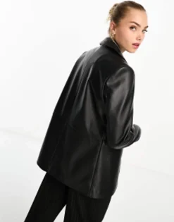 New Look Faux Leather Blazer In