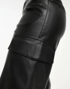 New Look Faux Leather Cargo Trousers In