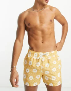 New Look Lilypad Swim Shorts In Yellow