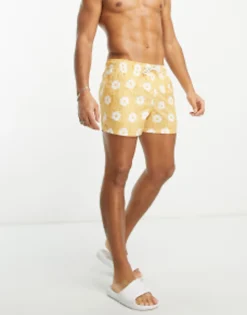 New Look Lilypad Swim Shorts In Yellow