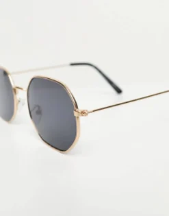 New Look Metal Hexagonal Sunglasses In