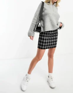New Look Mini Bodycon Skirt In Check