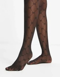 New Look Opaque Tights With Bow Pattern