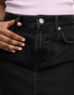 New Look Split Front Denim Maxi Skirt In Wash