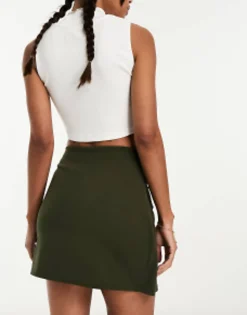 New Look Utility Wrap Skort In Khaki