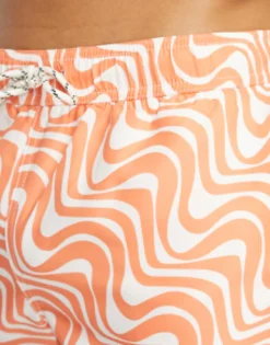 New Look Wave Print Swim Shorts In Orange