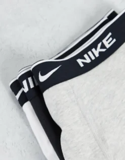 Nike 3 Pack Cotton Stretch Trunks In Black/Grey/White