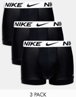 Nike Dri-Fit Essential Microfiber Trunks 3 Pack In With White Waistband