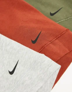 Nike Everyday Cotton Stretch Briefs 3 Pack In Olive/Orange/Grey