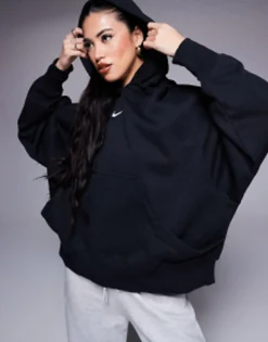 Nike Mini Swoosh Extra Oversized Pullover Hoodie In And Sail