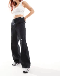 Nike Mini Swoosh High Rise Woven Trousers In