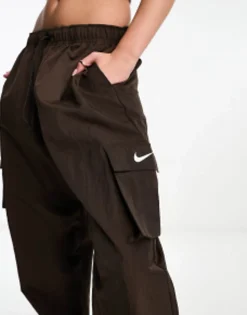 Nike Mini Swoosh Woven Cargo Trousers In Baroque Brown