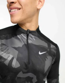 Nike Running Element Camo Half Zip Sweat In