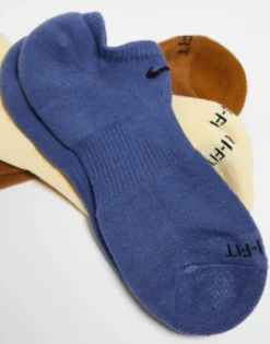 Nike Training Everyday Plus 3-Pack No Show Socks In Blue, Vanilla And Brown