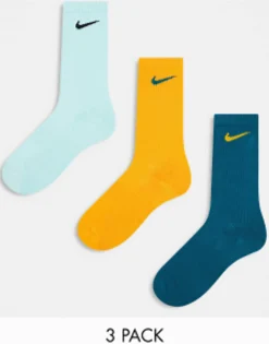Nike Training Everyday Plus 3 Pack Socks In Teal, Jade And Orange