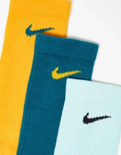 Nike Training Everyday Plus 3 Pack Socks In Teal, Jade And Orange