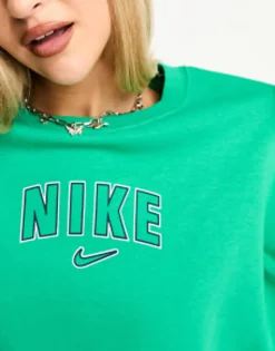 Nike Varsity Oversized Crop Sweatshirt In Stadium