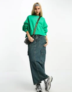 Nike Varsity Oversized Crop Sweatshirt In Stadium