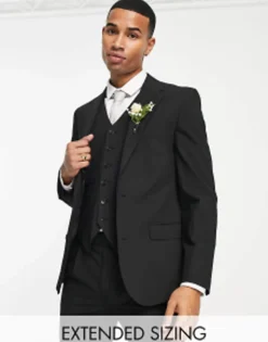 Noak 'Camden' Skinny Premium Fabric Suit In Black With Stretch