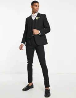 Noak 'Camden' Skinny Premium Fabric Suit In Black With Stretch