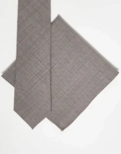 Noak Slim Tie And Pocket Square In Houndstooth