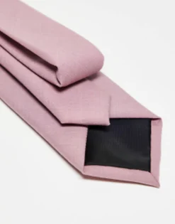 Noak Wool Rich Slim Tie In Dusty Pink