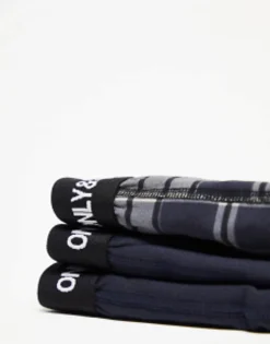 Only & Sons 3 Pack Trunks In Navy Check