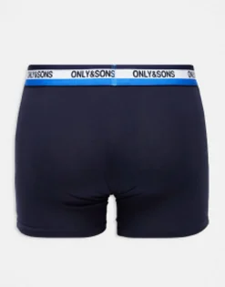 Only & Sons 3 Pack Trunks With Contrast Waistband In Multi