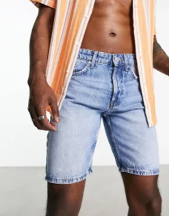 Only & Sons Loose Fit Denim Shorts In Light Wash