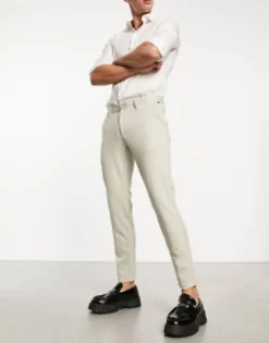Only & Sons Slim Fit Tapered Smart Trousers In Beige