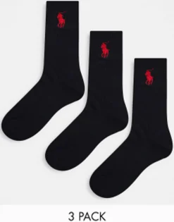 Polo Ralph Lauren 3 Pack Sport Socks With Pony Logo In