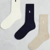 Polo Ralph Lauren 3 Pack Socks With Logo In White Cream