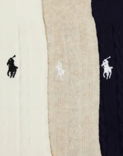 Polo Ralph Lauren 3 Pack Socks With Logo In White Cream