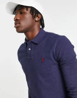 Polo Ralph Lauren Icon Logo Slim Fit Long Sleeve Pique Polo In