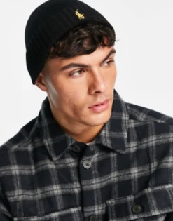 Polo Ralph Lauren Merino Wool Beanie In With Gold Logo