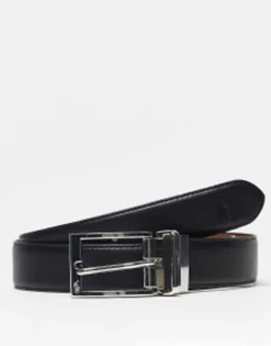 Polo Ralph Lauren Reversible Leather Belt In Black/Tan With Logo